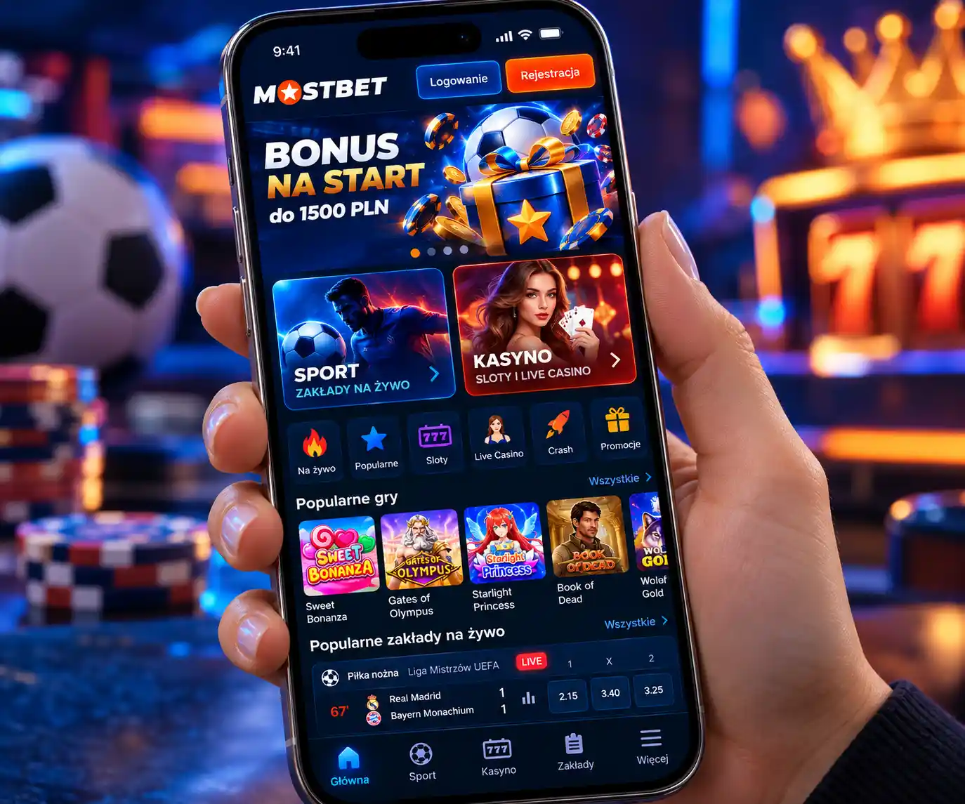 Mostbet aplikacja na iPhone – ekran logowania i nawigacja iOS